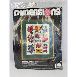 Vintage 1994 Dimensions Botanical Beauties Crewel Kit 1446 Judy Hand Floral